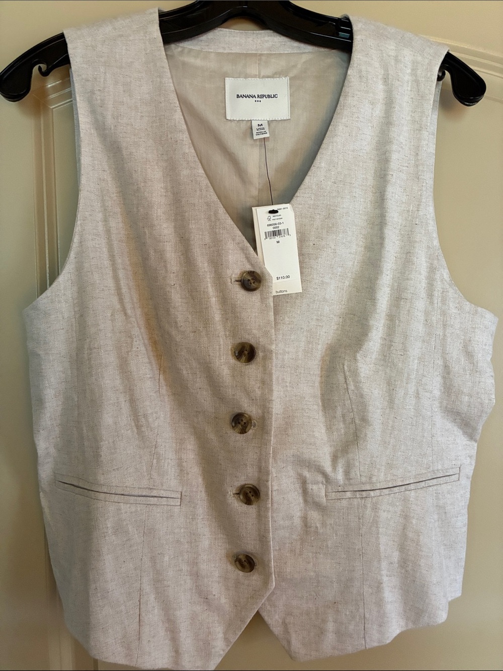 Banana Republic Light Cream Linen-Blend Vest